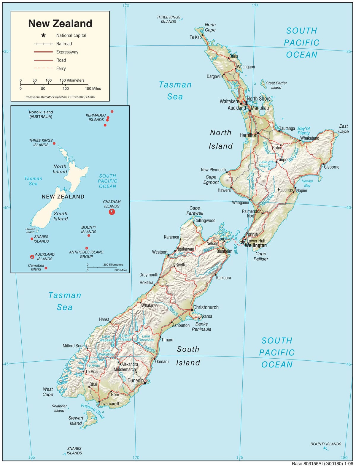 Mapa zeelanda berriko north island distantzia