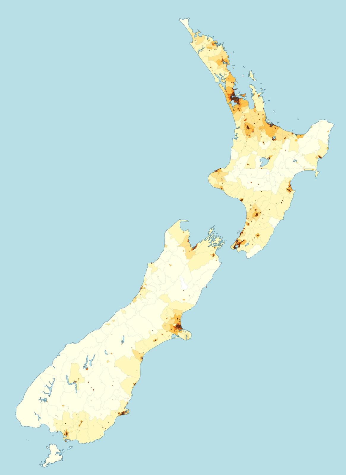 zeelanda berria biztanleriaren dentsitatea mapa