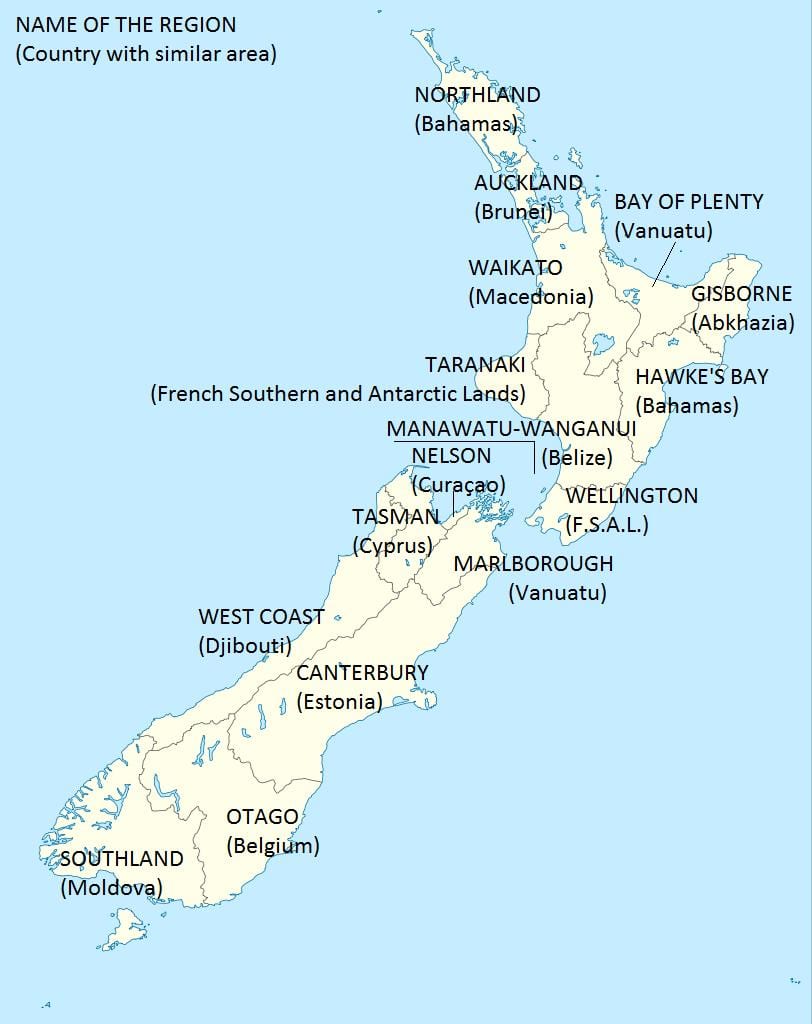 mapa zeelanda berria eta inguruko herrialdeetan