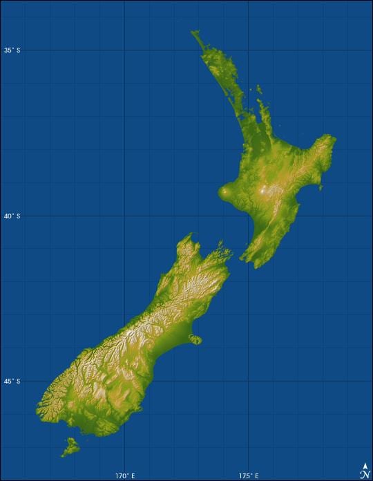 zeelanda berria altitudea mapa