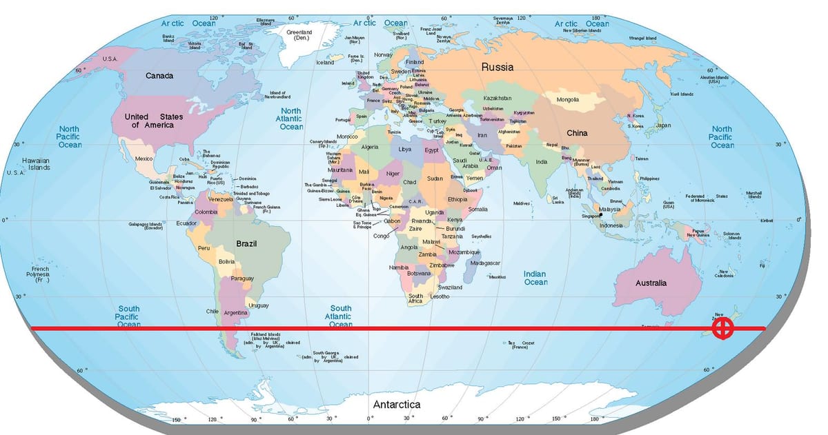 Mapa zeelanda berria latitudea