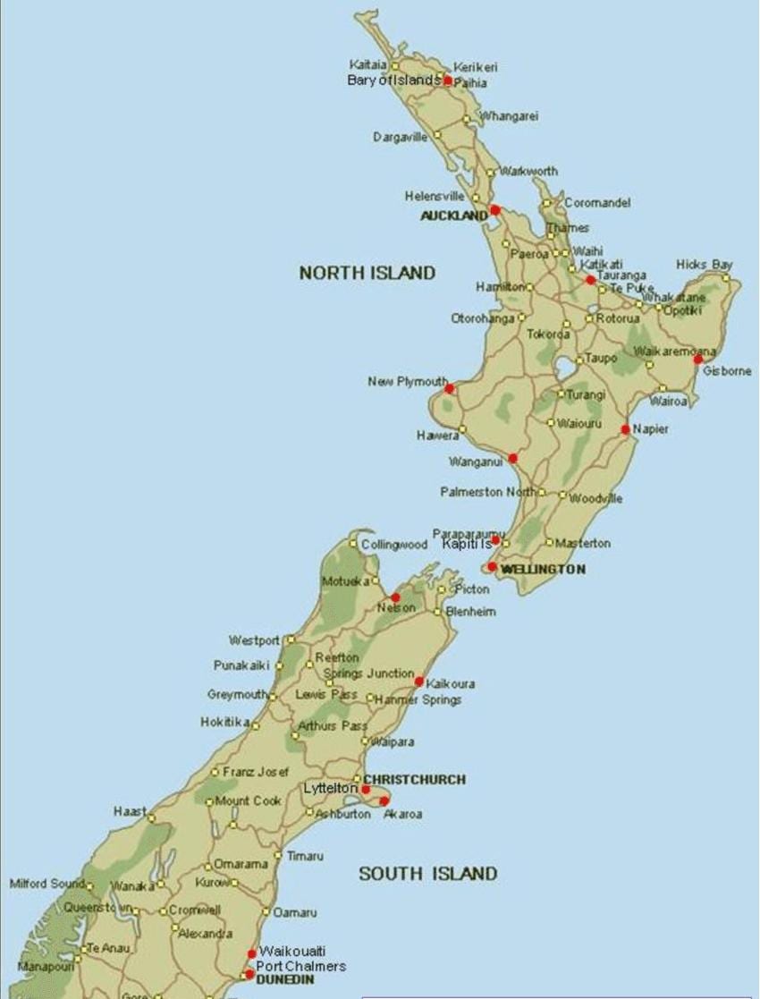 Mapa zeelanda berria portu