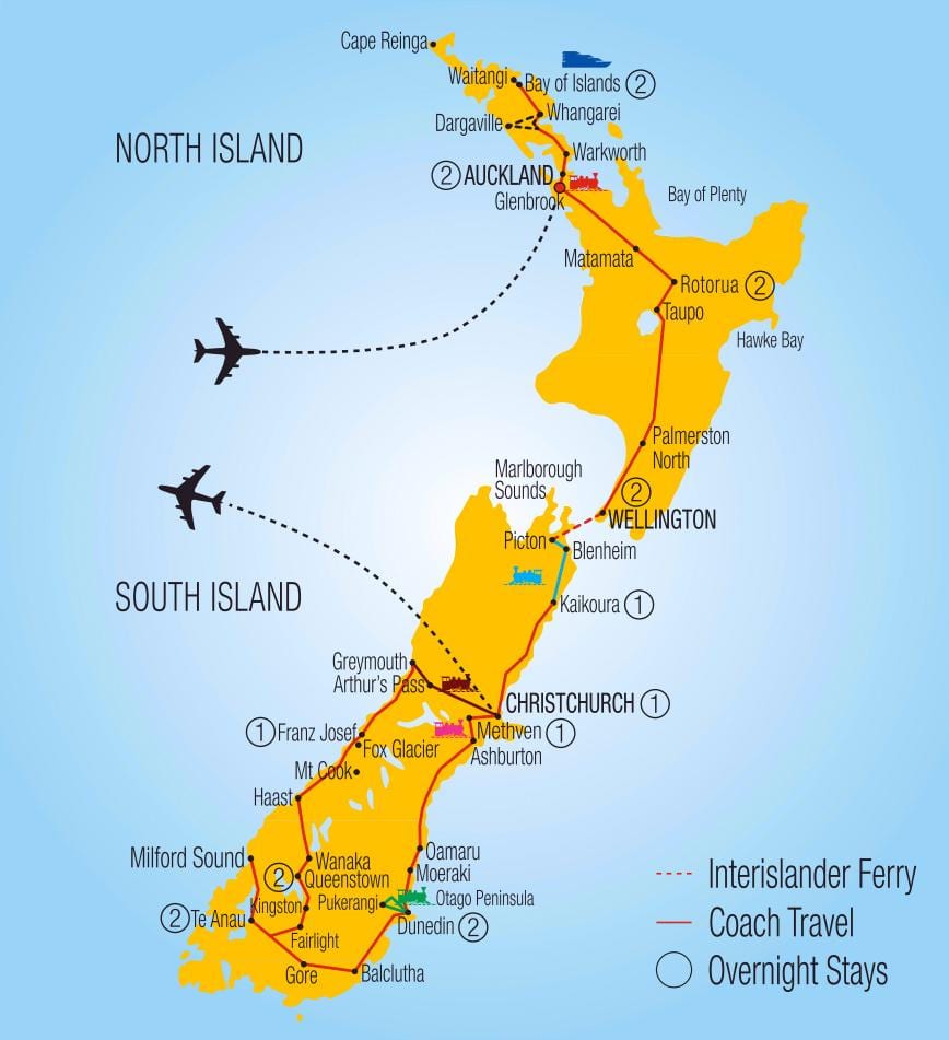 Mapa zeelanda berria trena