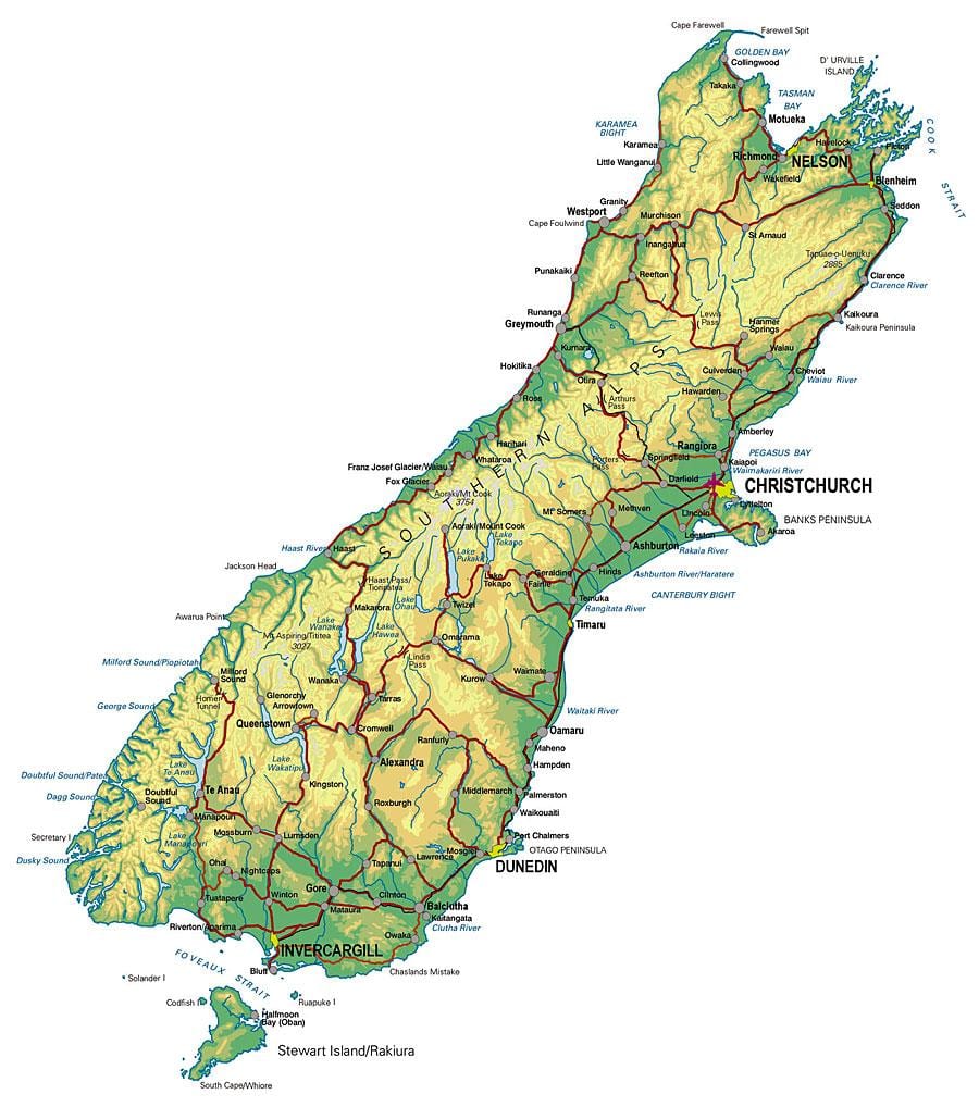 Mapa zeelanda berria, hego irla bidaia
