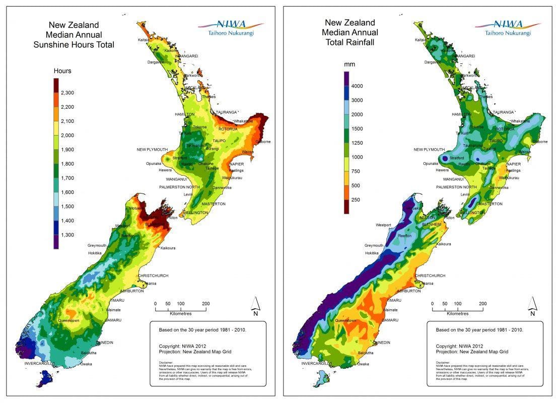Mapa zeelanda berria klima