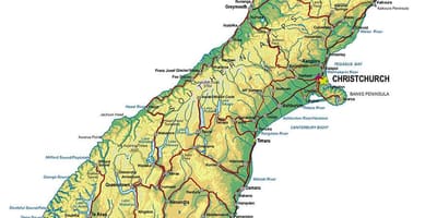 Mapa hegoaldeko alpeetan zeelanda berria