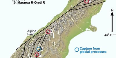 Mapa ibaiaren haitzartea zeelanda berria