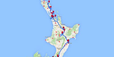 Gidatzeko mapa zeelanda berriko north island