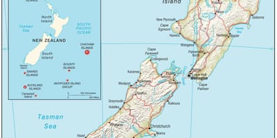 Mapa zeelanda berriko north island distantzia
