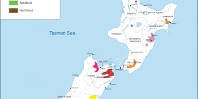 Zeelanda berria ardo-eskualde mapa