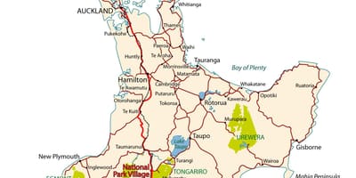 Zehatza errepide mapa zeelanda berriko north island