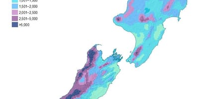 Zeelanda berria prezipitazioen mapa