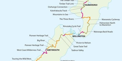 Mapa zeelanda berria zikloa trail